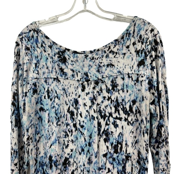 Cynthia Rowley Blue and White High Low Jersey 3/4 Sleeve Top, M - Picture 8 of 8